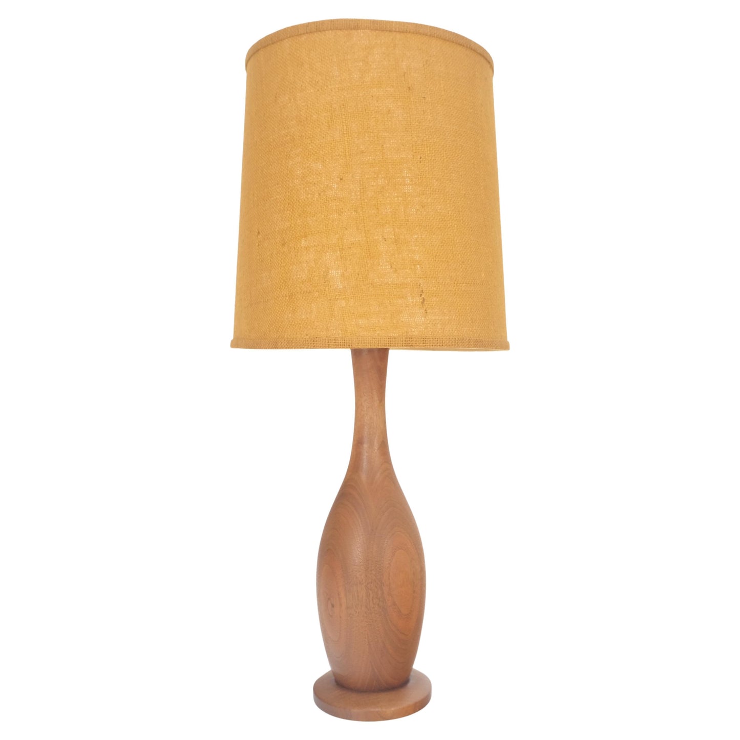 EstablishedLines Turned Teak Onion Shape Danish Mid Century Modern 1970s Table Lamp