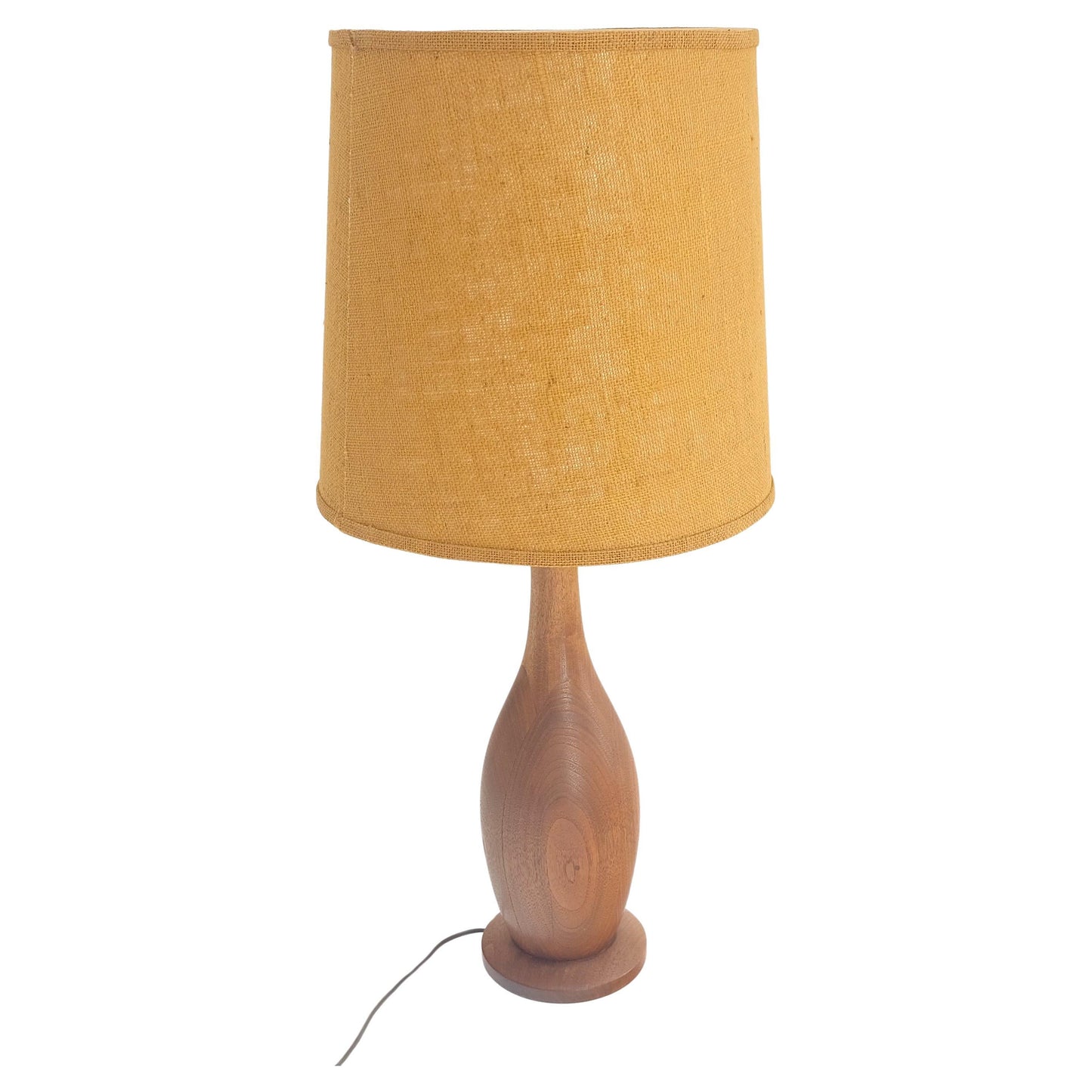 EstablishedLines Turned Teak Onion Shape Danish Mid Century Modern 1970s Table Lamp