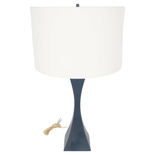 EstablishedLines Mid Century Modern Concave Pyramid Shape c1960s Black Enamel Table Lamp MINT!