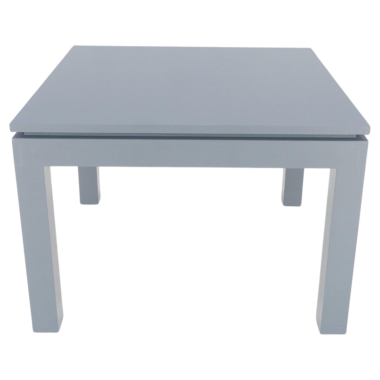 EstablishedLines Square Parsons Style Cloth Wrapped Grey Lacquer c1970s Center Occasional Table