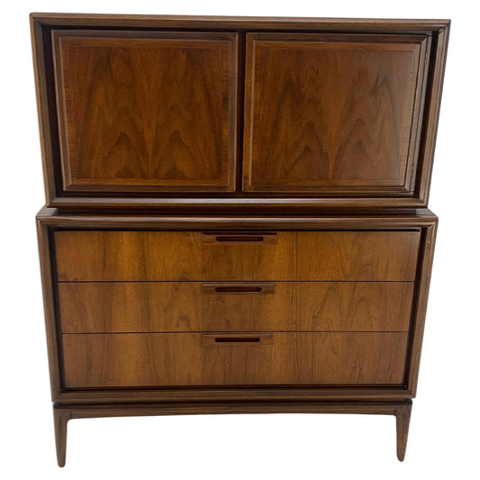EstablishedLines Mid Century Walnut 2 Doors Compartment 7 Drawer High Boy Chest Dresser MINT!