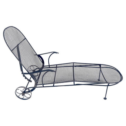 EstablishedLines Russel Woodard Mesh Body Adjustable Back Chaise Lounge on Wheels 1960s MINT