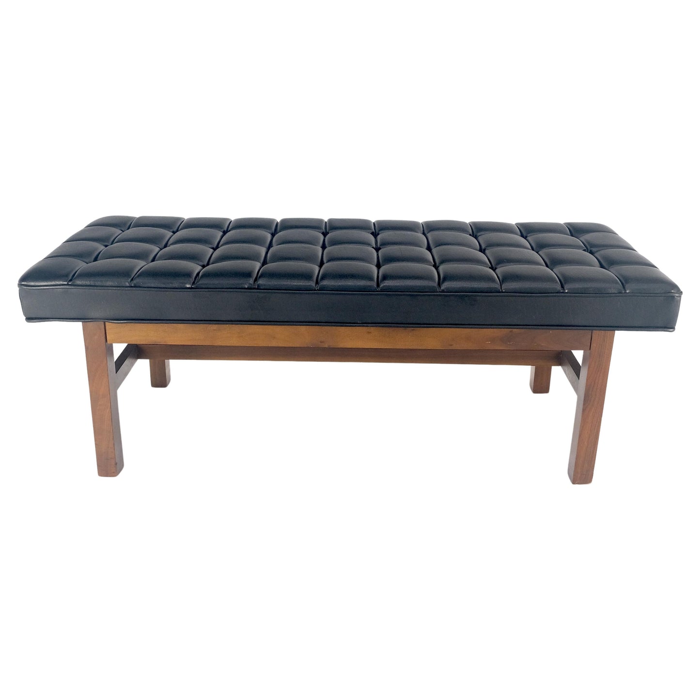 EstablishedLines MINT Mid Century Modern Black Tufted Upholstery Solid Oiled Walnut Base MINT!