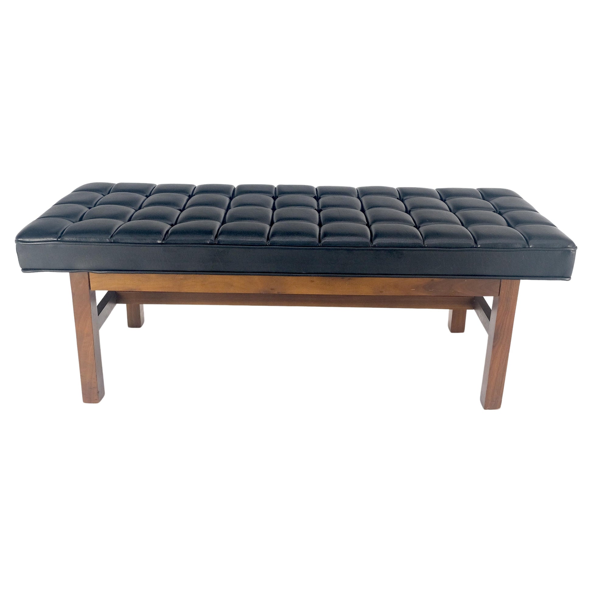 EstablishedLines MINT Mid Century Modern Black Tufted Upholstery Solid Oiled Walnut Base MINT!