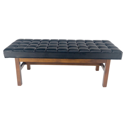 EstablishedLines MINT Mid Century Modern Black Tufted Upholstery Solid Oiled Walnut Base MINT!