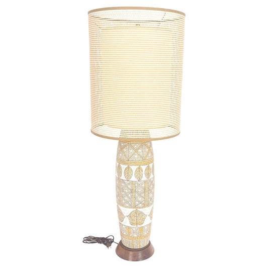 EstablishedLines Fratelli Fanciullacci  Ramor Pottery Table Lamp Original Shade Walnut Base MINT