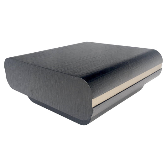 EstablishedLines Black Lacquer Cloth Wrapped 36" Square Center Coffee Table Mid Century 1970 MINT