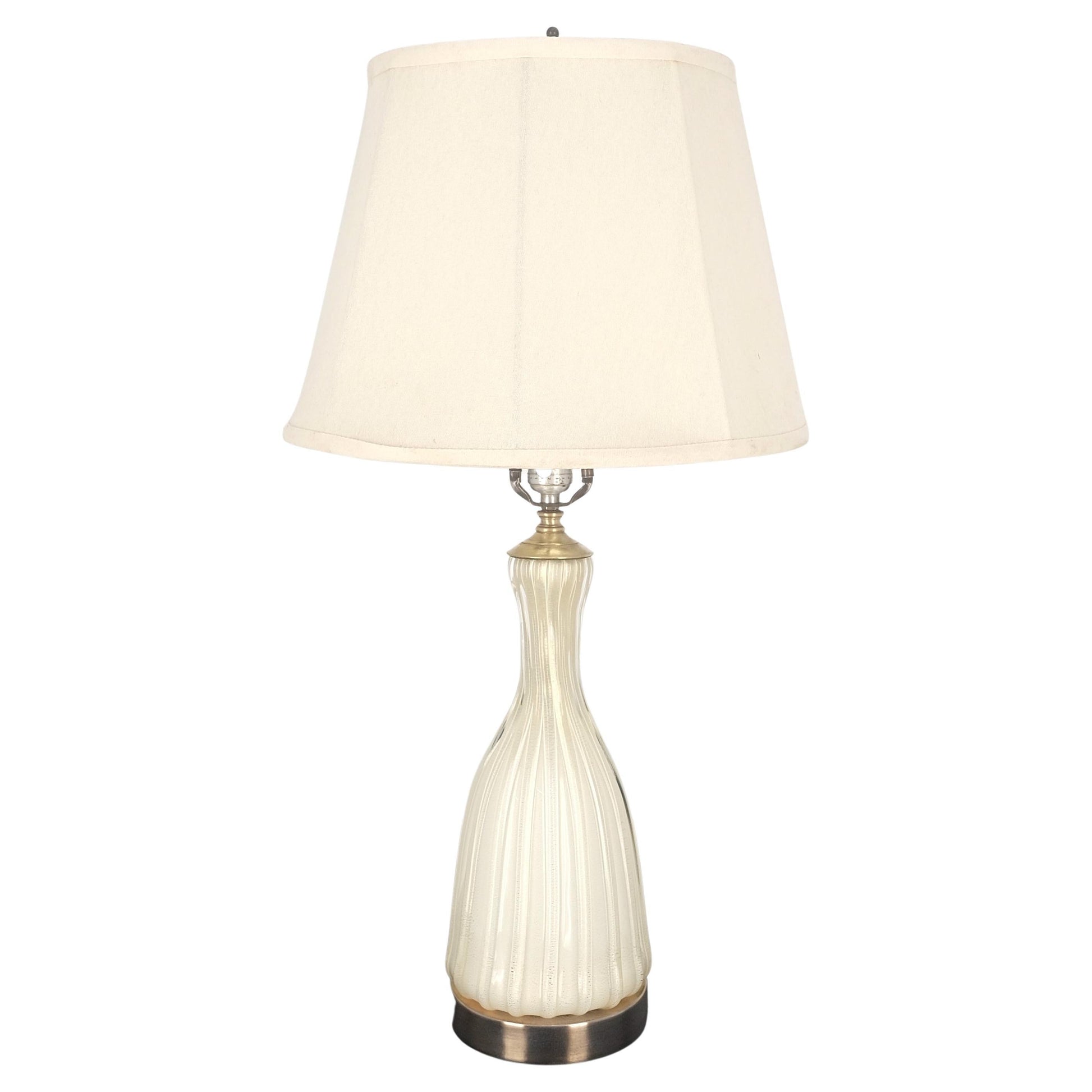 EstablishedLines Off White Beige Bottle Shape Murano Glass Table Lamp MINT!