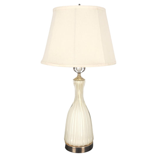 EstablishedLines Off White Beige Bottle Shape Murano Glass Table Lamp MINT!