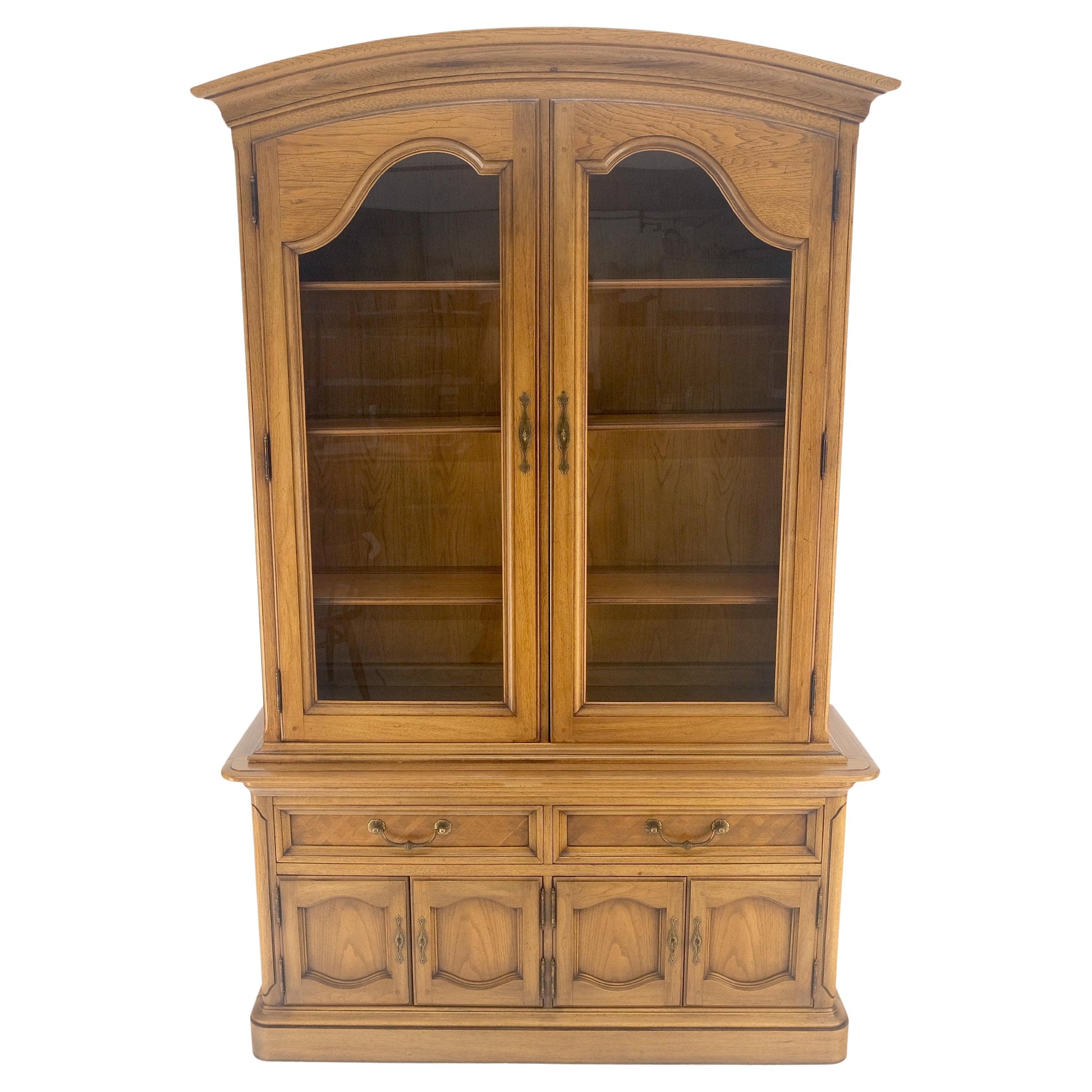 EstablishedLines Blond Wood Dome Shape Top Two Doors 54" Cupboard Breakfront Cabinet Shelf MINT