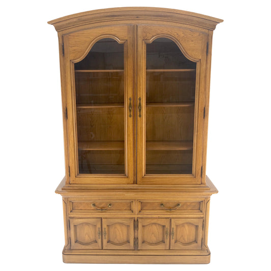EstablishedLines Blond Wood Dome Shape Top Two Doors 54" Cupboard Breakfront Cabinet Shelf MINT