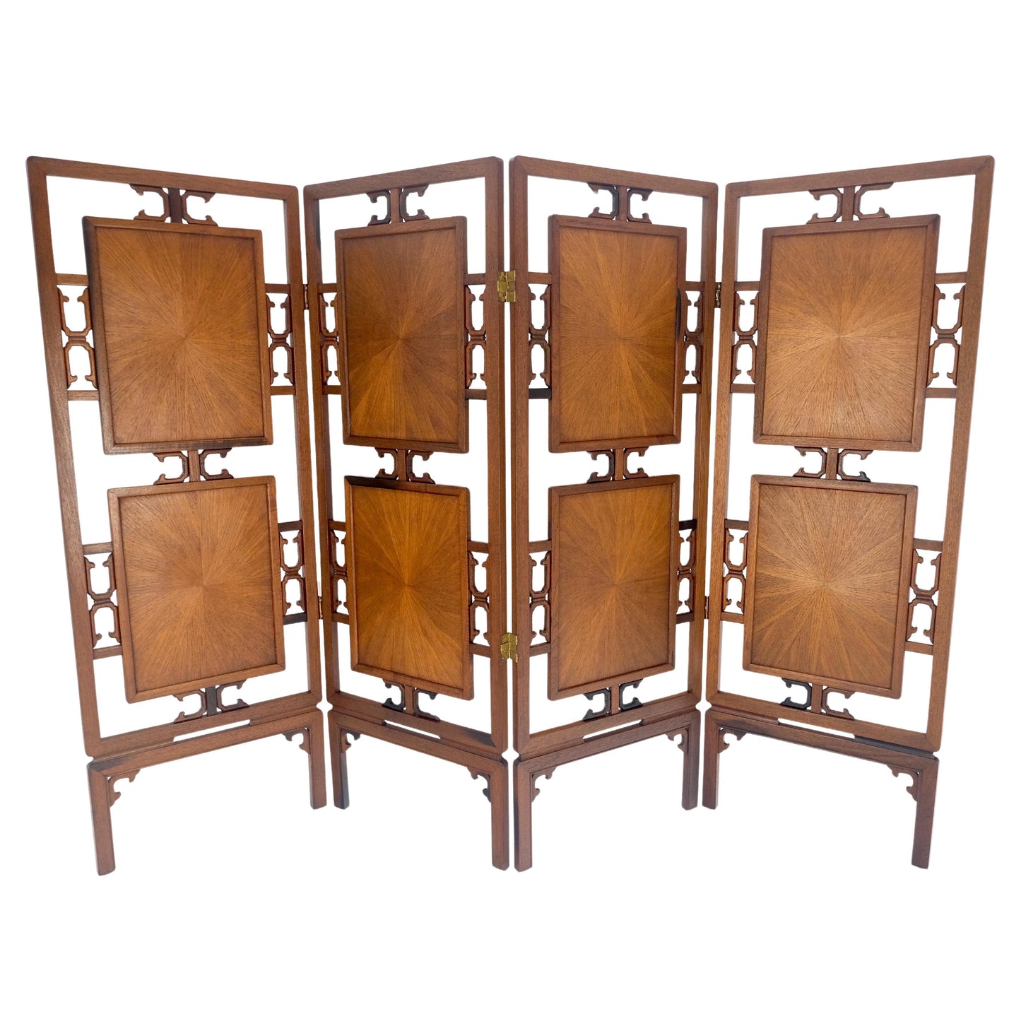 EstablishedLines Very Fine Mid Century Modern Teak 4 Panel Decorative Screen Room Divider MINT