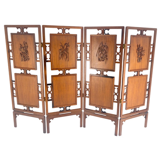 EstablishedLines Very Fine Mid Century Modern Teak 4 Panel Decorative Screen Room Divider MINT
