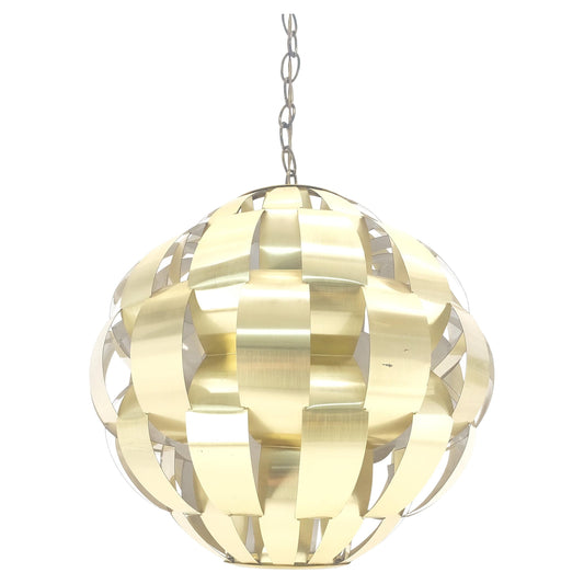 EstablishedLines Max Sauze Brass Ribbon Mid Century Modern Light Fixture Chandelier Pendant