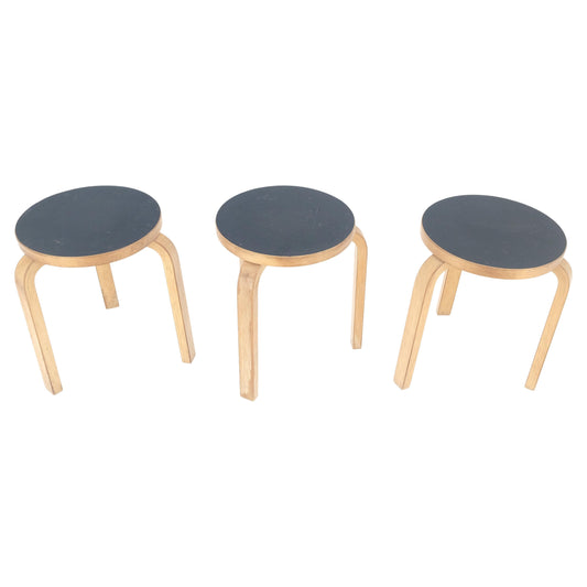 EstablishedLines Set of 3 Early Round Nesting Side Occasional Tables by Alvar Aalto Mid Century