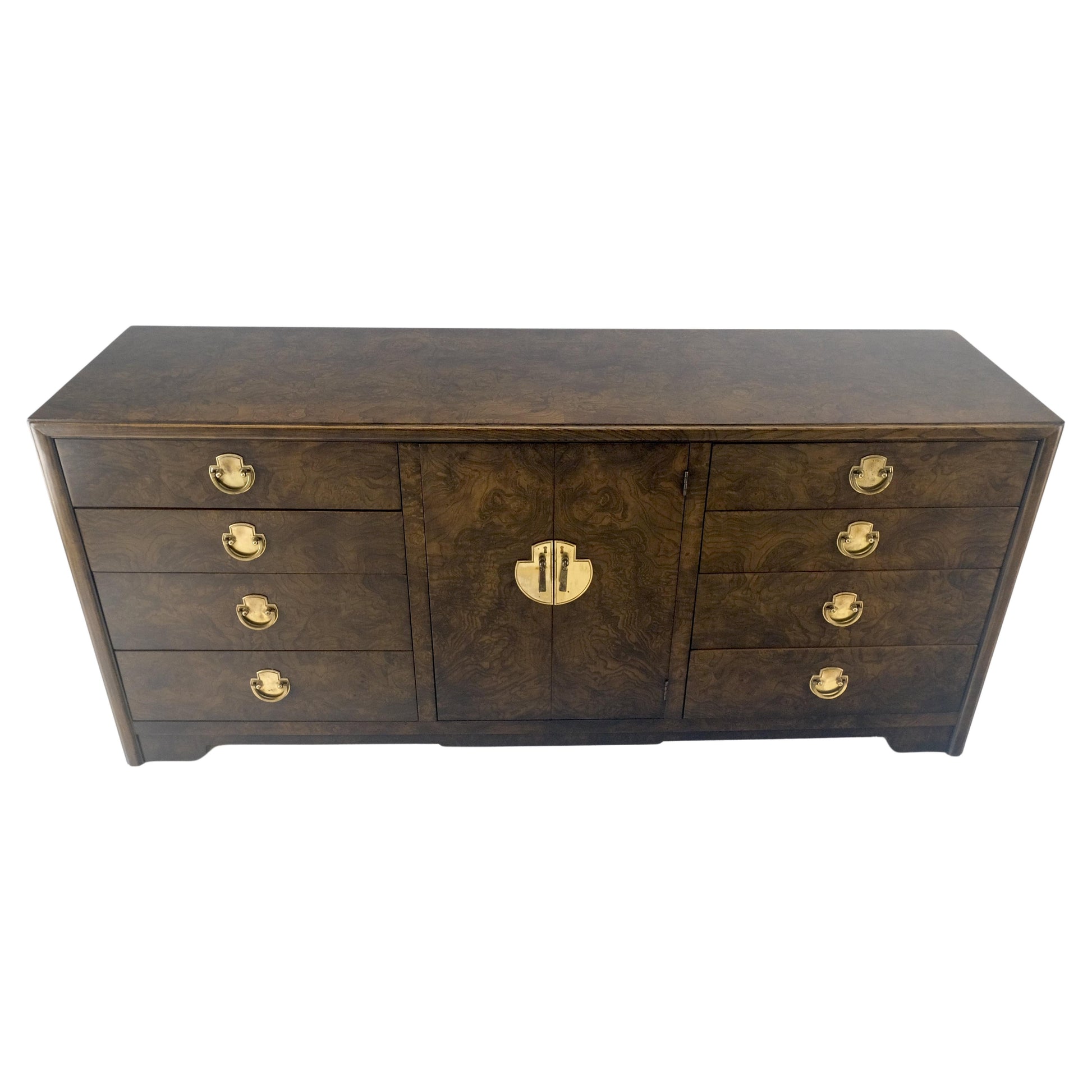 EstablishedLines Burl Wood Brass Hardware 2 Doors Compartment 68" Long Dresser Credenza MINT!