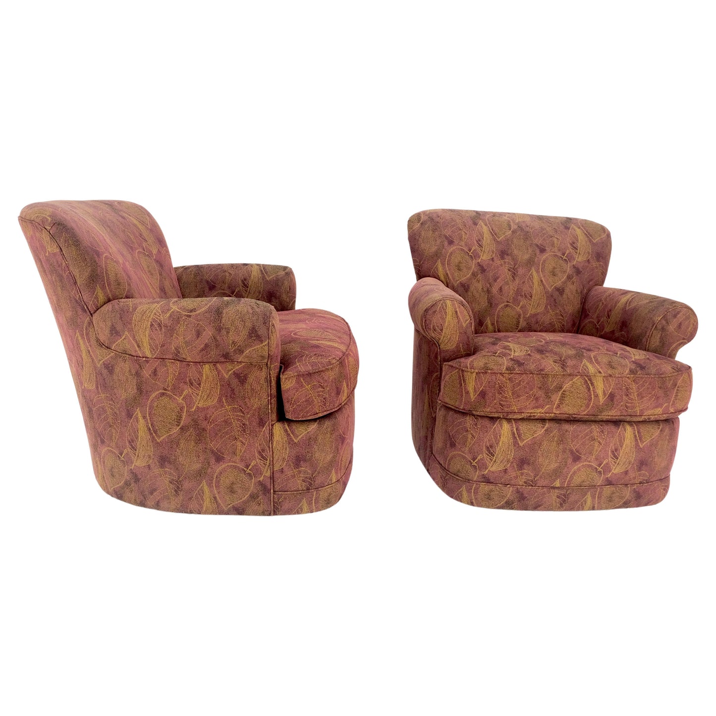 EstablishedLines Pair Barrel Round Back Swivel & Rocking-Gliding Tub Lounge Chairs Baughman MINT!