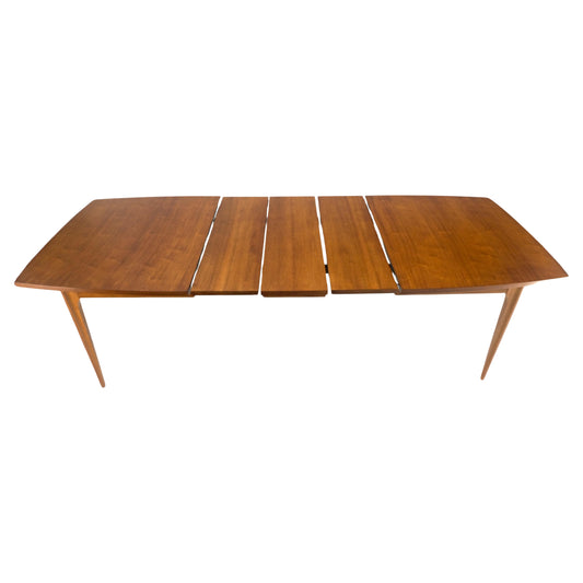 EstablishedLines Tapered Legs Walnut 3 Leaves Danish Mid Century 66" Long Dining Table MINT!