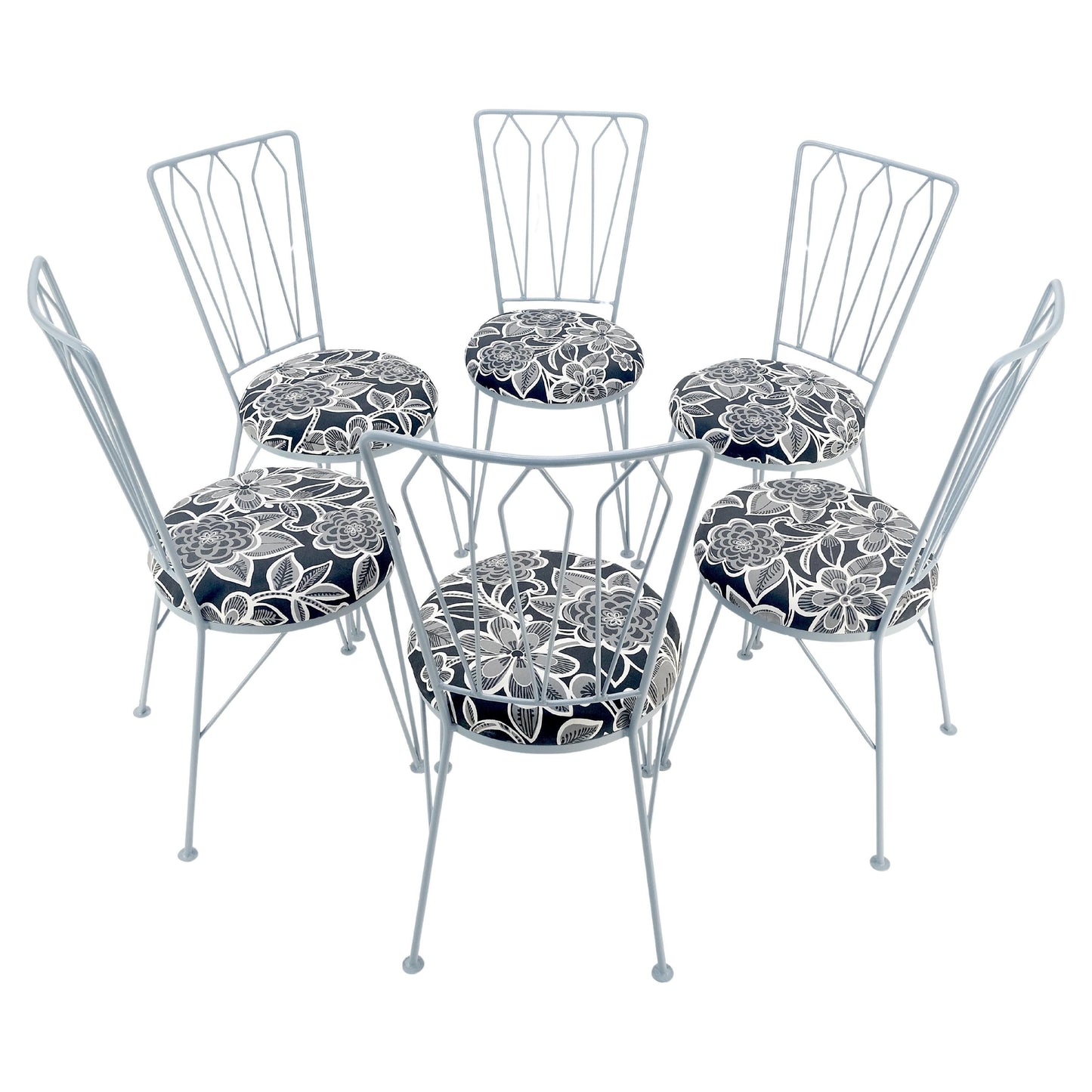 EstablishedLines Set 6 Redone Woodard Mid Century Modern Steel Dining Chairs New Upholstery MINT