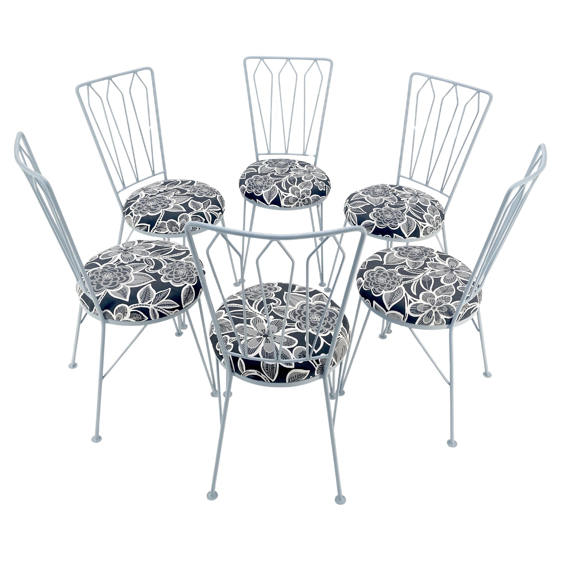 EstablishedLines Set 6 Redone Woodard Mid Century Modern Steel Dining Chairs New Upholstery MINT