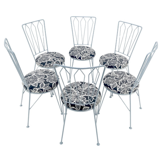 EstablishedLines Set 6 Redone Woodard Mid Century Modern Steel Dining Chairs New Upholstery MINT