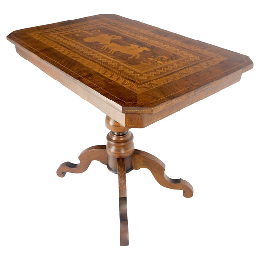 EstablishedLines Dutch 19th Century Marquetry Inlay Top Breakfast Center Occasional Lamp Table