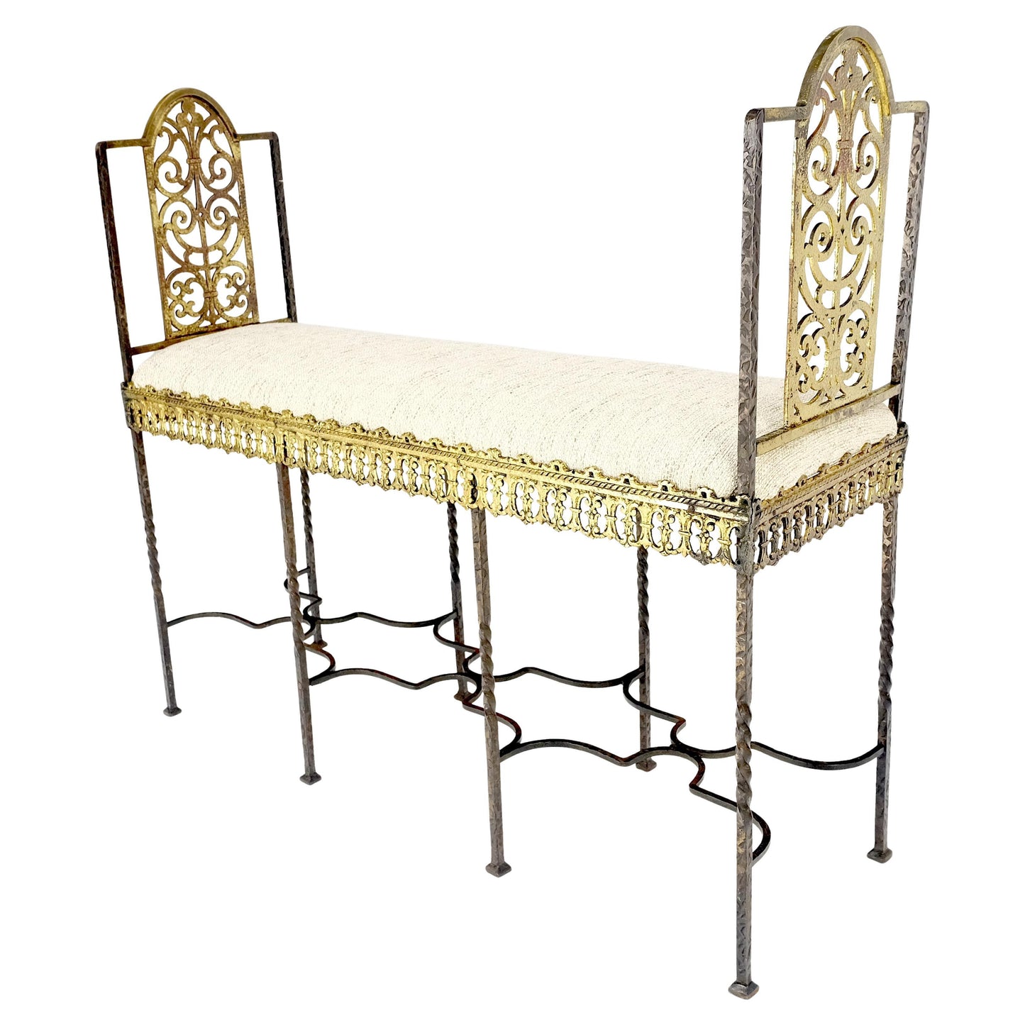 EstablishedLines Antique Solid Brass & Steel Fine Gothic Style Compact Decorative Window Bench
