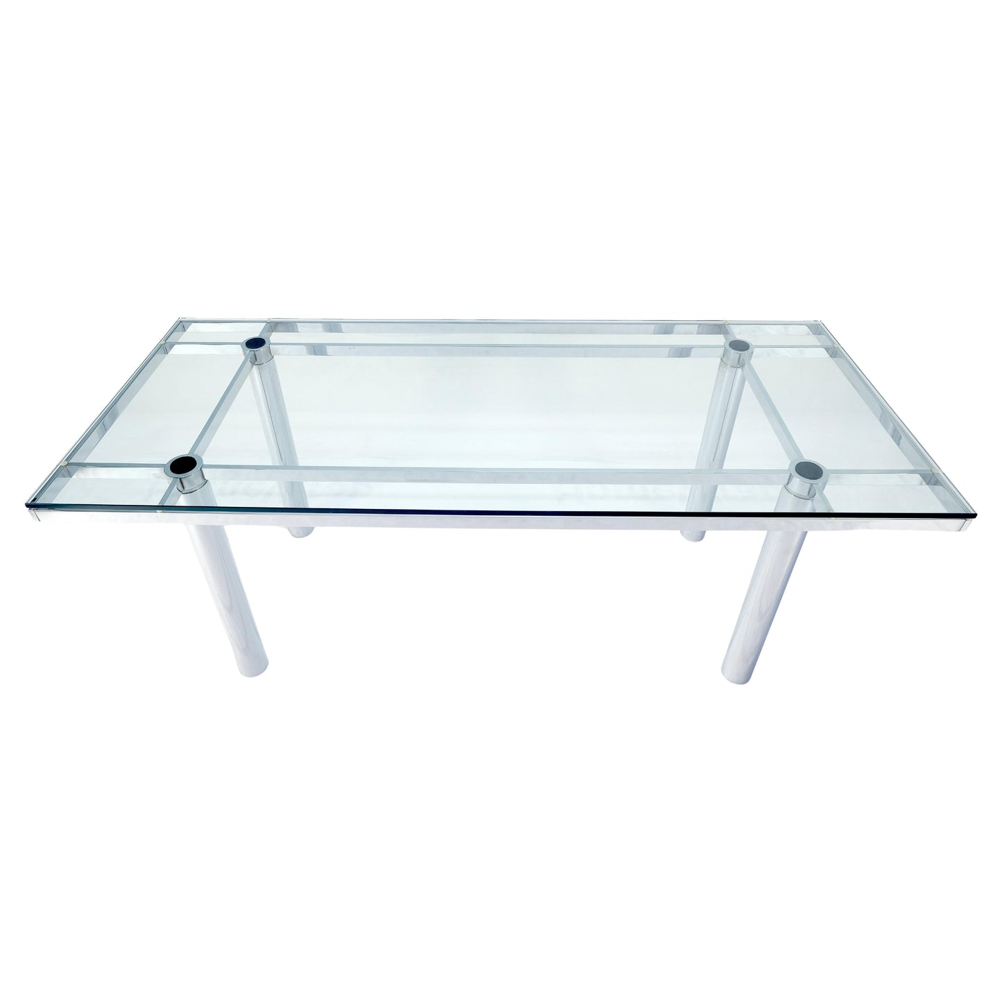 EstablishedLines Tobia Scarpa Chrome Base Rectangle Glass Top 4 Cylinder legs Dining Table Mint!