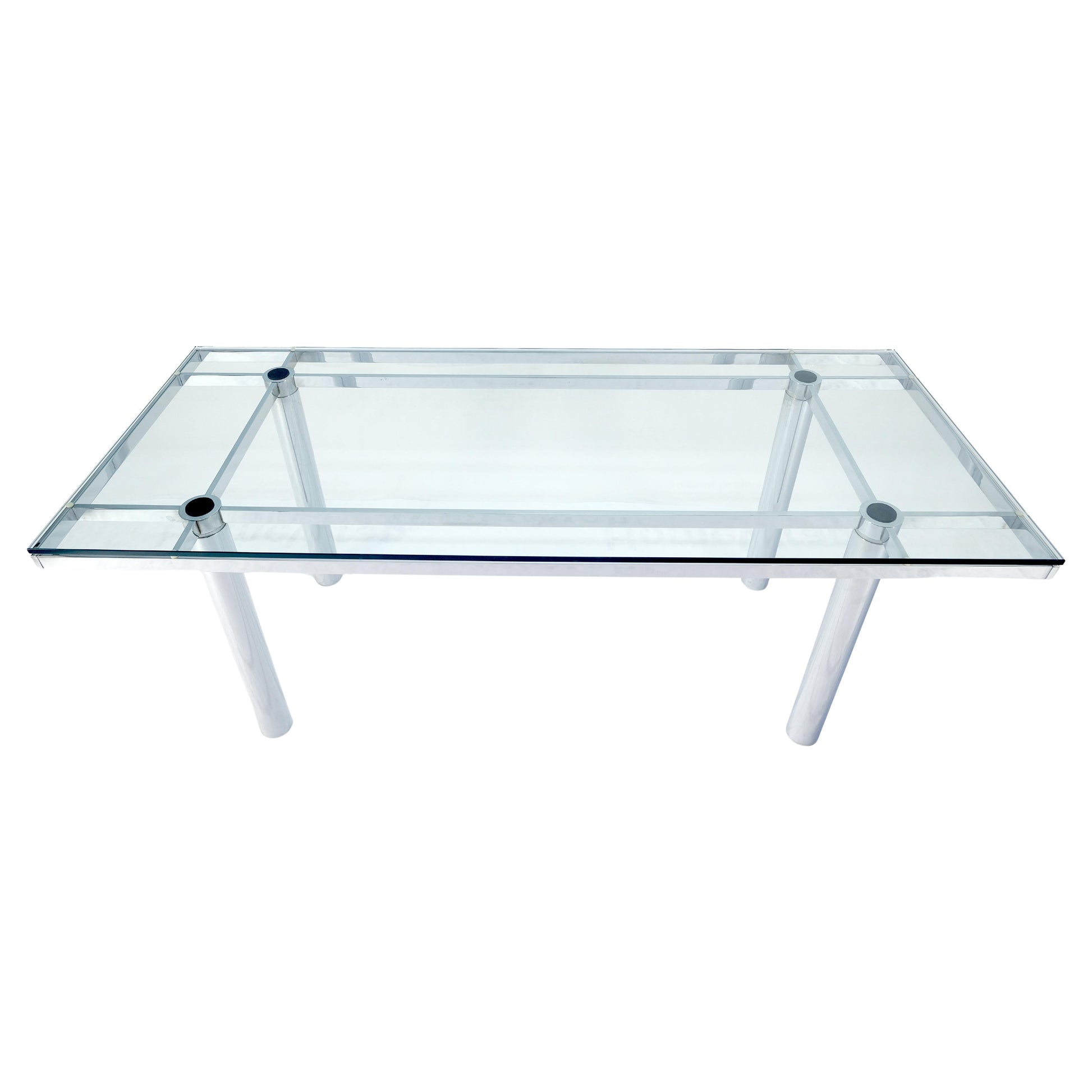 EstablishedLines Tobia Scarpa Chrome Base Rectangle Glass Top 4 Cylinder legs Dining Table Mint!