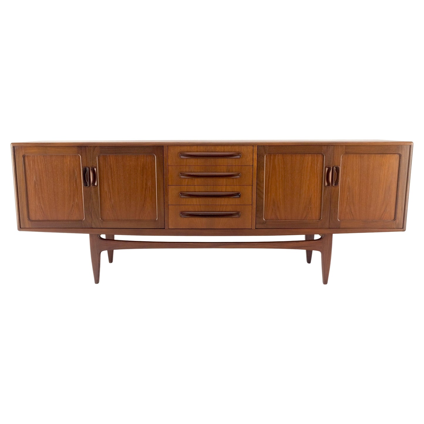 EstablishedLines Danish Mid Century Modern Double Two Door Compartment 4 Drawers Teak Credenza