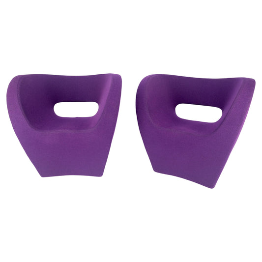 EstablishedLines Pair of Albert Armchair Chairs by Ron Arad Moroso Purple  Wool Upholstery MINT!