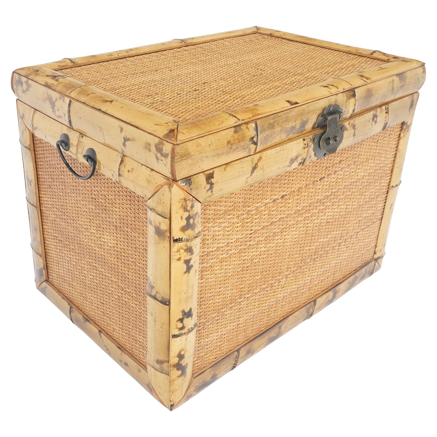 EstablishedLines Cane & Burnt Bamboo Compact 16x23 Decorative Hope Chest Trunk MINT