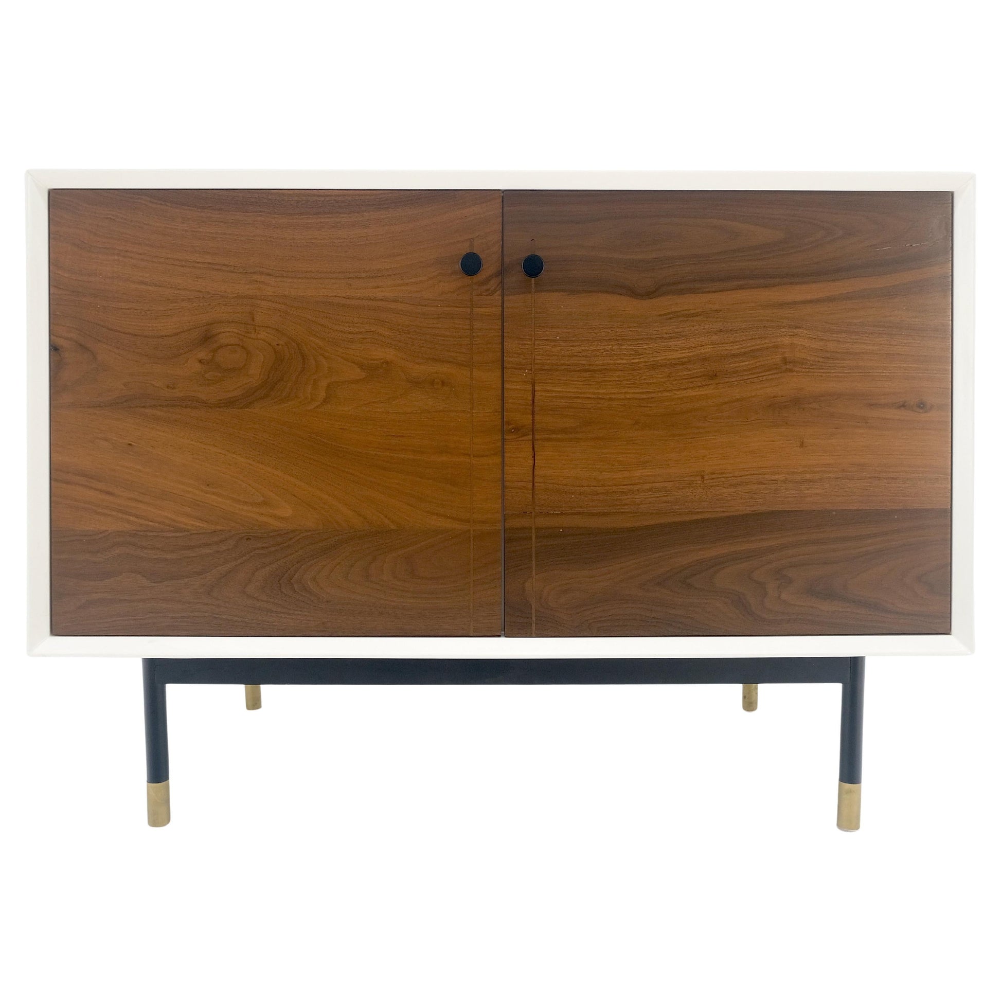EstablishedLines Bookmached Walnut Double Doors White Lacquer Compact 28" Tall Credenza MINT