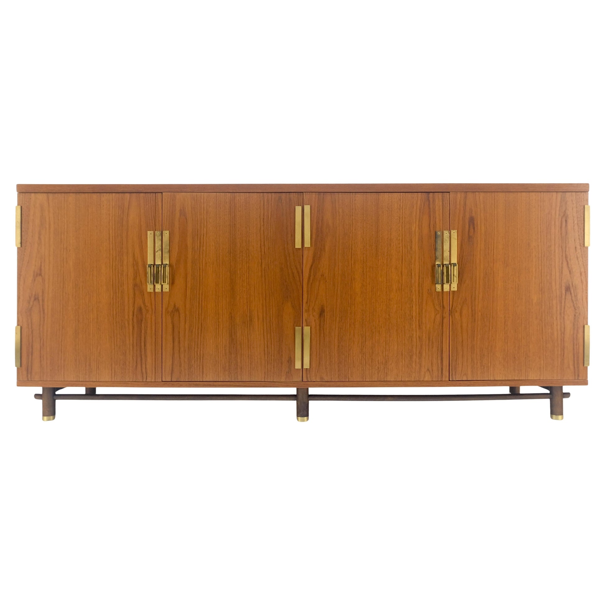 EstablishedLines Baker Teak & Brass Double Door Compartment 4 Drawers Credenza Dresser MINT!