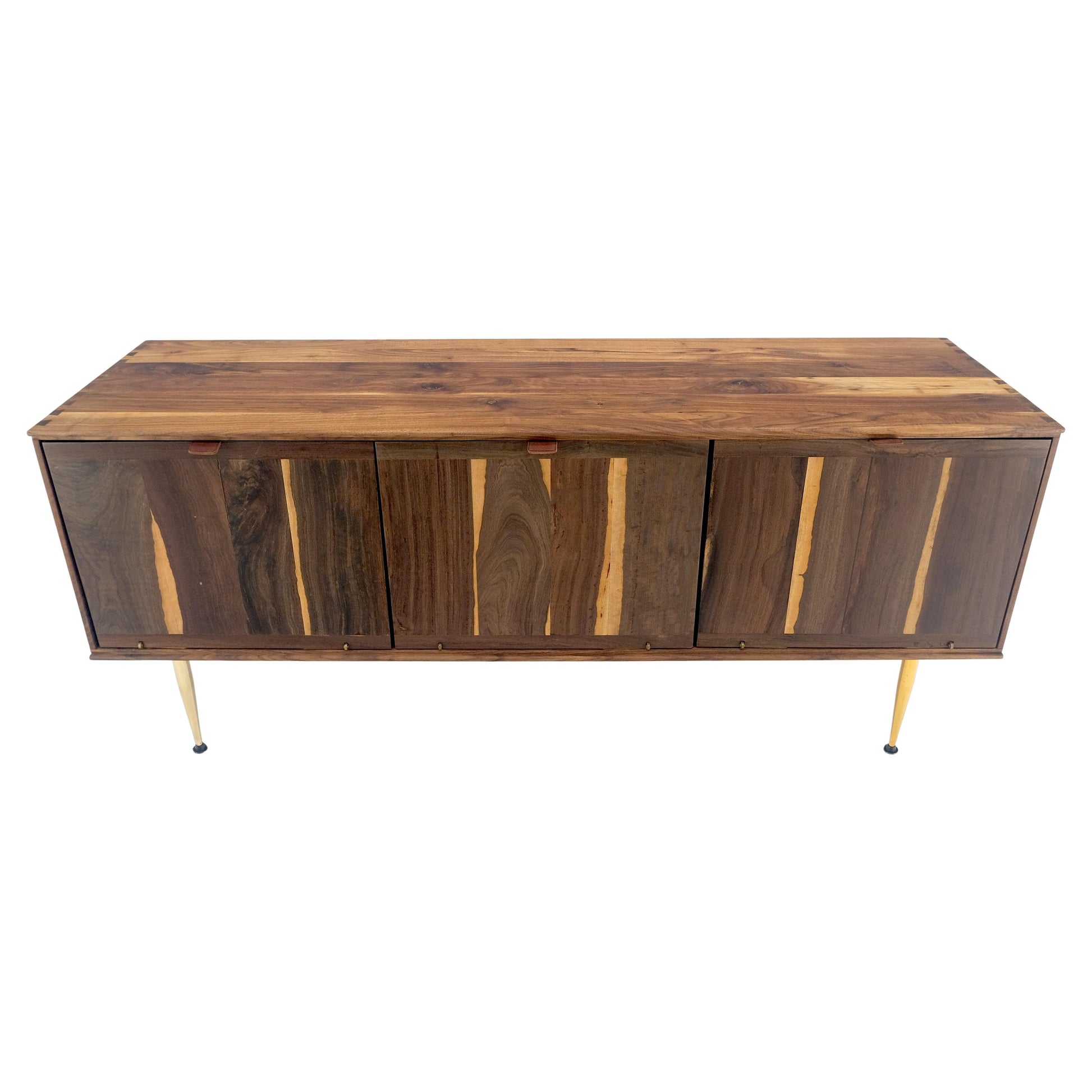 EstablishedLines Solid Walnut 3 Drop Front Doors Compartments Compact Dovetail Joints Credenza
