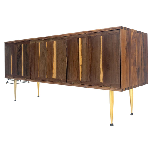 EstablishedLines Solid Walnut 3 Drop Front Doors Compartments Compact Dovetail Joints Credenza