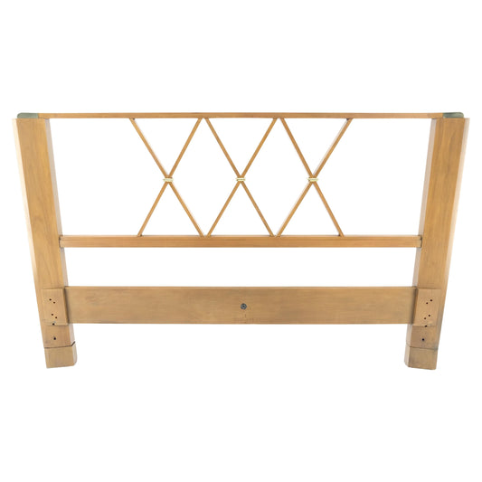 EstablishedLines Paul Frankl Light Walnut Brass Accents Queen Size XXX Movie Headboard Bed MINT