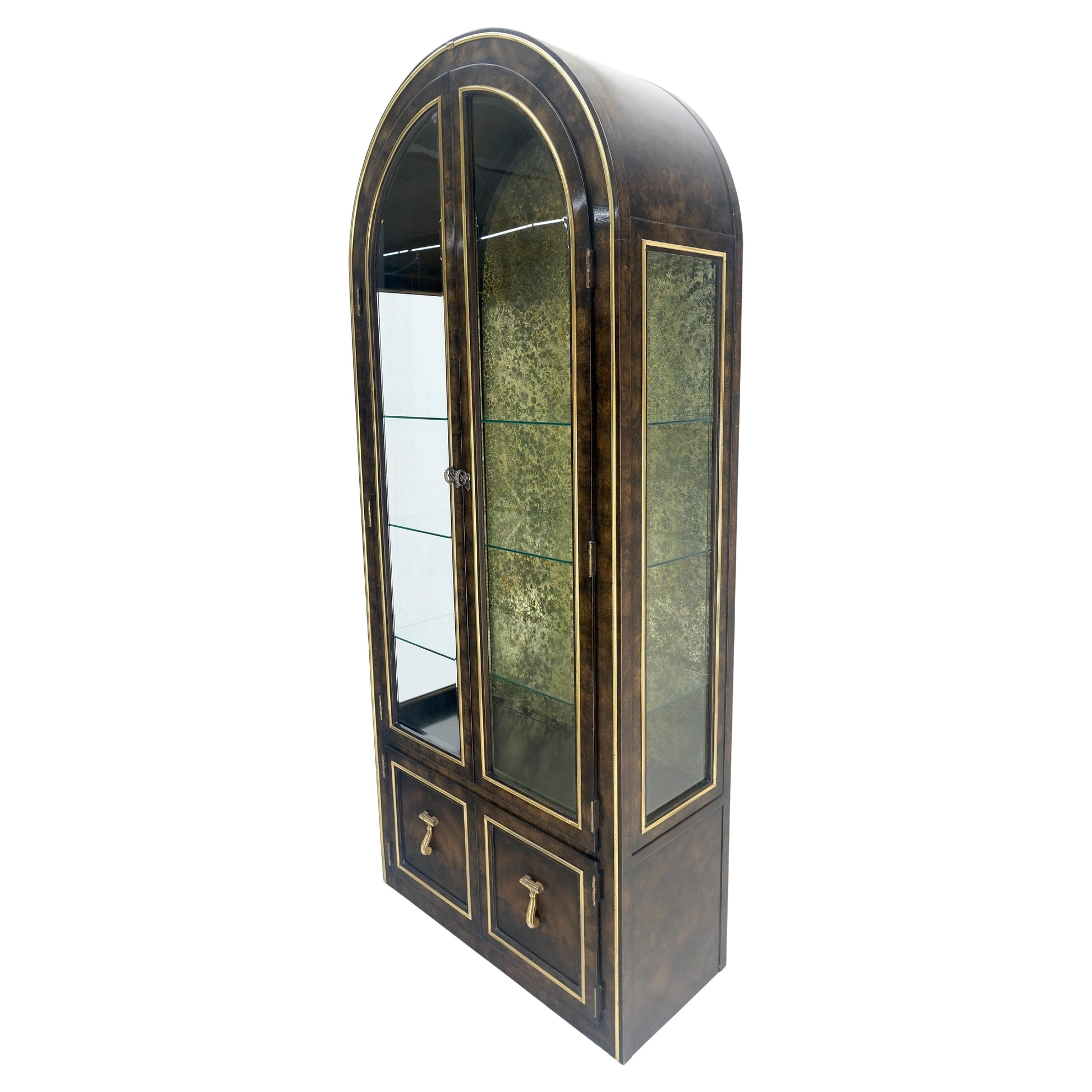EstablishedLines Mastercraft Dome Shape Top Two Doors Glass Shelve Display Curio Cabinet Showcase