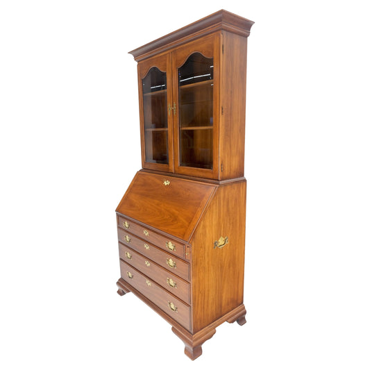 EstablishedLines Henkel-Harris 2 Part Solid Wild Black Cherry Secretary Drop Front Desk Bookcase