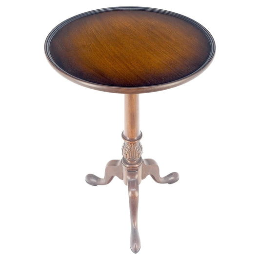 EstablishedLines Antique c1920s Carved Mahogany Tripod Base Round Pie Crust Edge Lamp Side Table