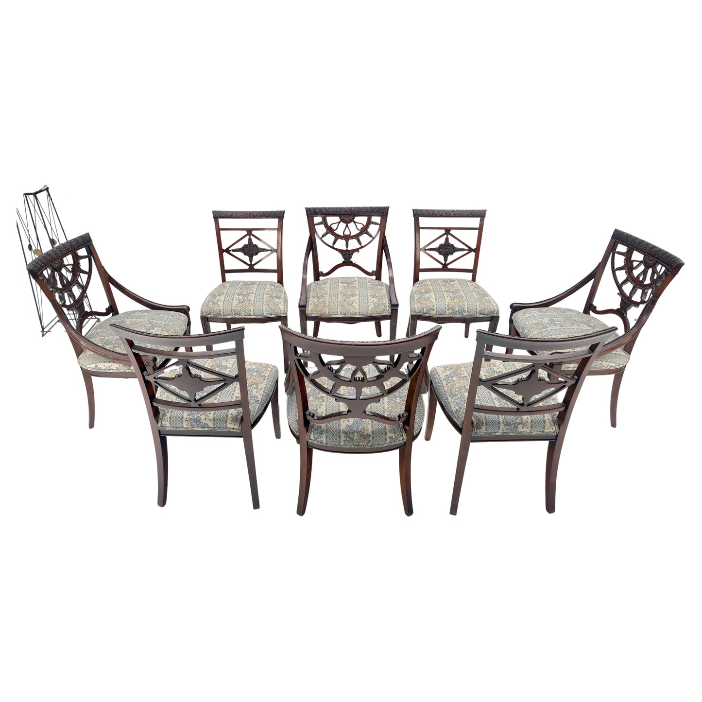 EstablishedLines Set of 8 Very Fine Carved Mahogany Dining Chairs MINT!