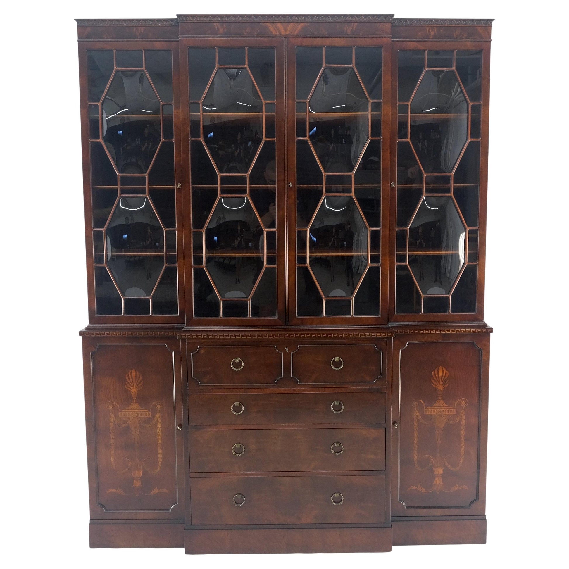 EstablishedLines Very Fine Custom c1940s Bubble Glass Drop Front Butlers Desk Break Front MINT