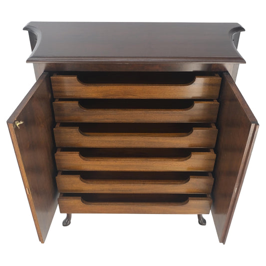 EstablishedLines Hoof Style Feet 6 Fitted Drawers Double Door Inlay Concave Cabinet Walnut MINT!