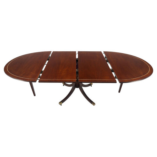 EstablishedLines Baker Banded Oval Round Single Pedestal Mahogany Dining Table 2x20" Leaves MINT!
