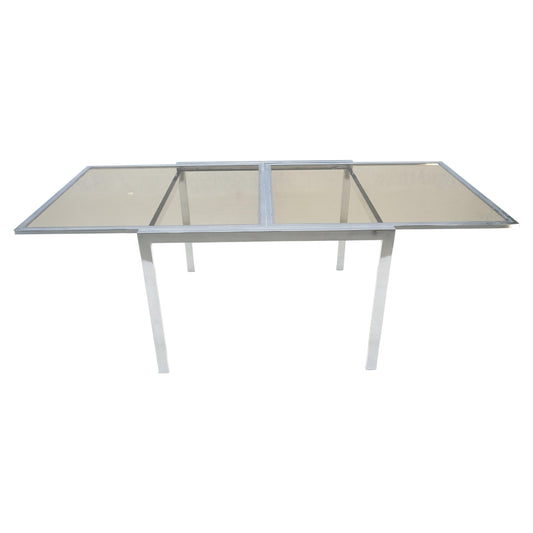 EstablishedLines Flip Top 40" Square Crome Base Smoked Glass Top Dining Table 84" Extended Clean!