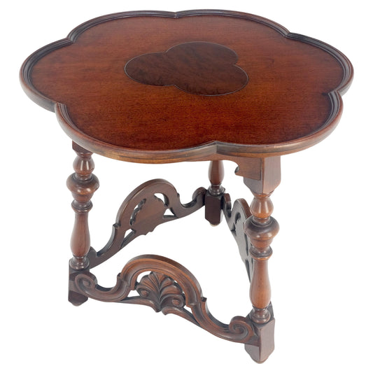 EstablishedLines Clover Shape Top Carved Triangle Base Side Lamp End Center Occasional Table MINT