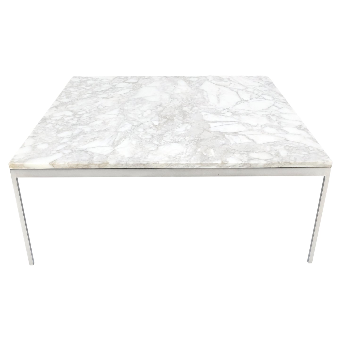 EstablishedLines Solid Stainless Steel Marble Top 42x42 Square Mid Century Modern Coffee Table