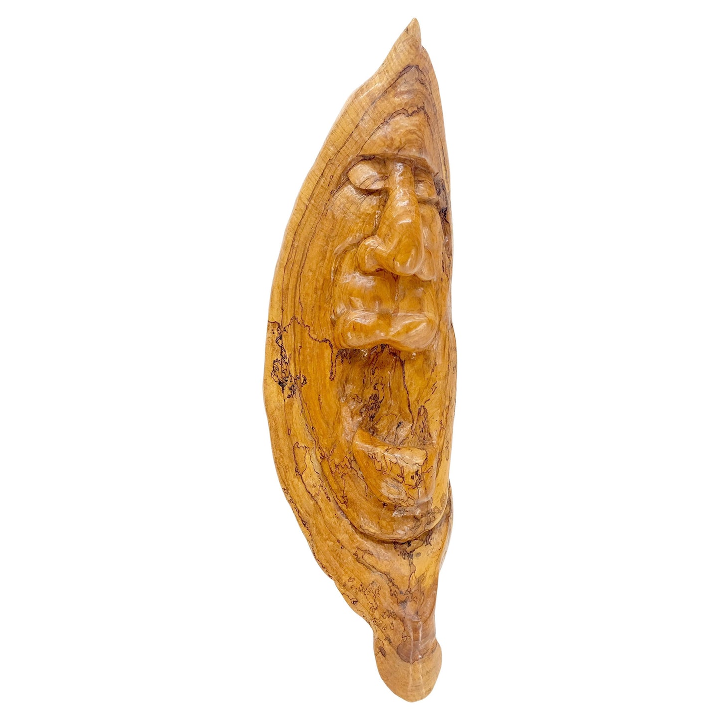EstablishedLines Large 40" Tall Carved Lacquered Solid Teak Moon Face Wall Hanging Sculpture NICE