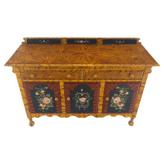 EstablishedLines Paint Decorated Faux Finish Backsplash 3 Doors 1 Drawer Sideboards Onion Legs