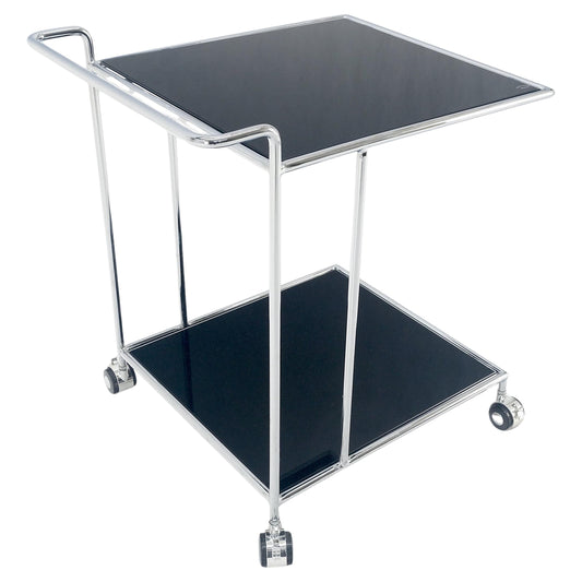 EstablishedLines Compact 16x20 Smoked Glass Shelves Two Tier Italian Serving Cart on Wheels MINT